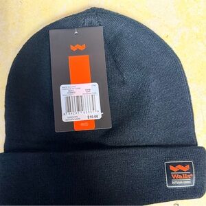 Walls Navy Beanie with Orange Logo Patch